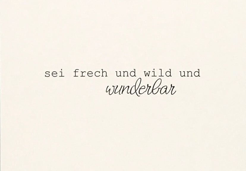 Postkarte "wild frech wunderbar" bei vnf handmade