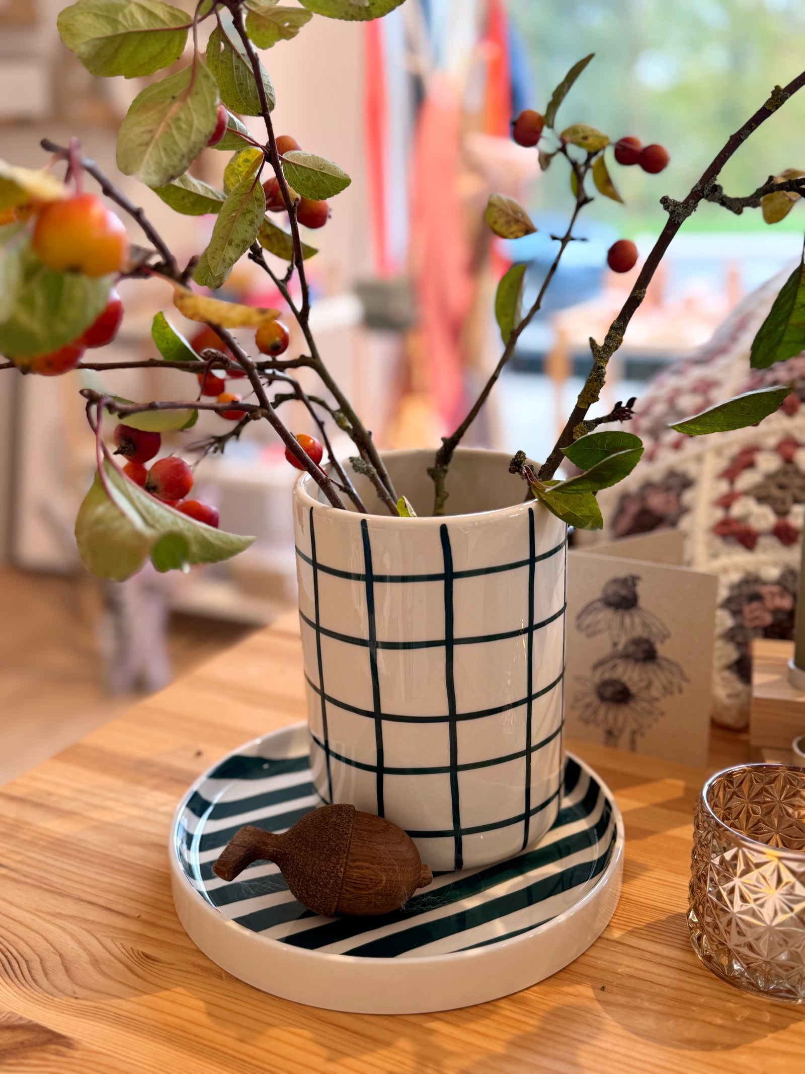 Vase "Grid Green & Red"