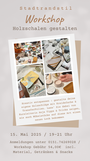 Akündigung für einen Workshop zum Holzschalen gestalten