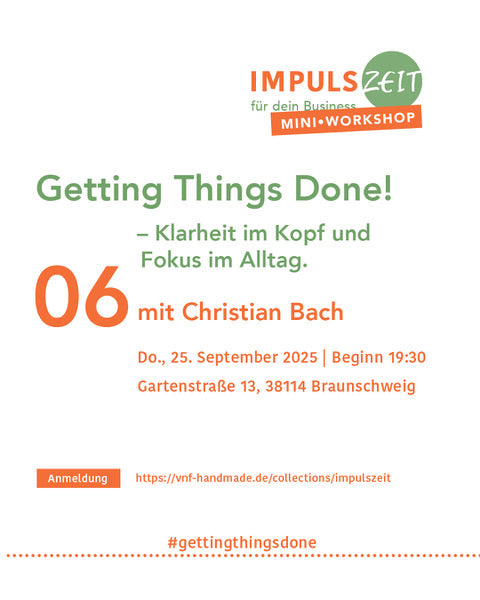 Flyer zur Impulszeit mit dem Thema Fokus im Alltag