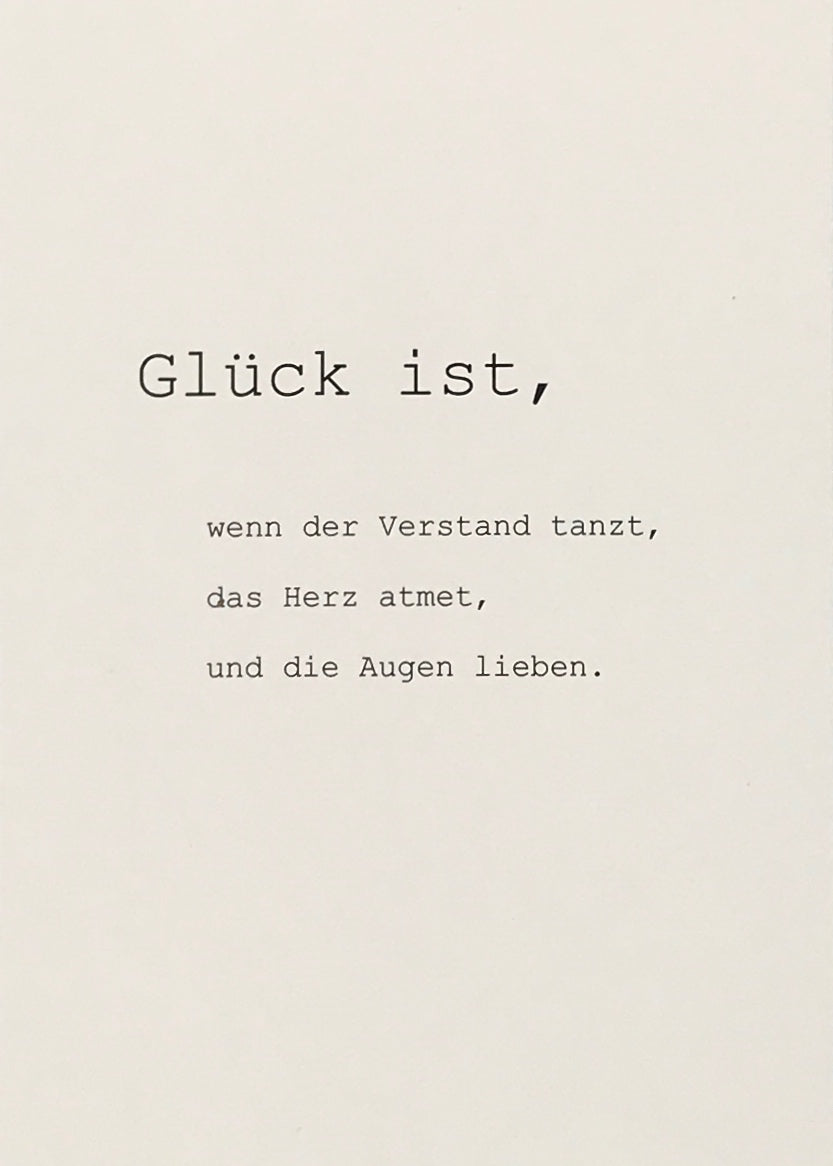 "glück ist" Typograhie Postkarte von vnf handmade