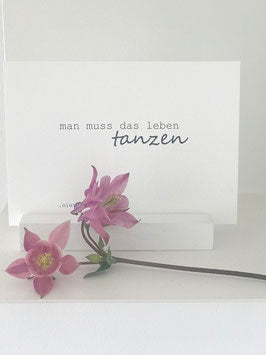 Postkarte Quotes "tanzen" bei stadtrandstil  handmade mit rosafarbener Akelei